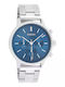 Oozoo Timepieces Γυναικείο Ρολόι 42mm Χρονογράφος Μπαταρίας με Ασημί Μεταλλικό Μπρασελέ