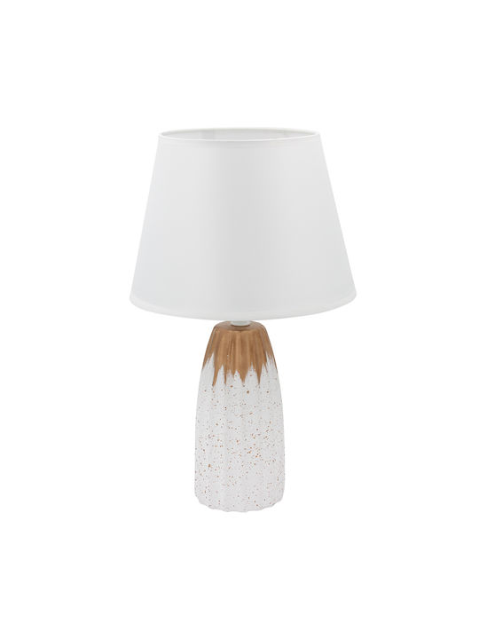 Keskor Ceramic Table Lamp for Socket E14 with White Shade and Base