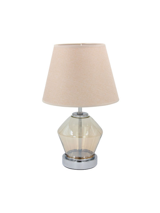 Keskor Metal Table Lamp for Socket E27 with Beige Shade and Honey Base