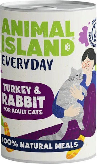 Animal Island Υγρή Τροφή για Ενήλικες Γάτες σε Κονσέρβα με Γαλοπούλα και Κουνέλι χωρίς Γλουτένη 400gr