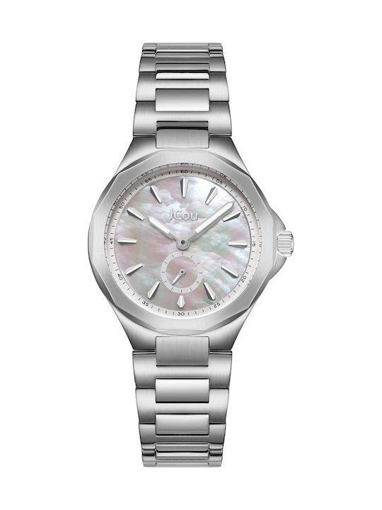 Jcou Damen Uhr mit Silber Metallarmband