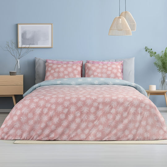 Beauty Home Σετ Πάπλωμα Μονό 160x240εκ. Art 12082 Σομόν, Σιελ 2τμχ