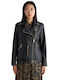 Isabella Δερμάτινο Γυναικείο Biker Jacket Μαύρο