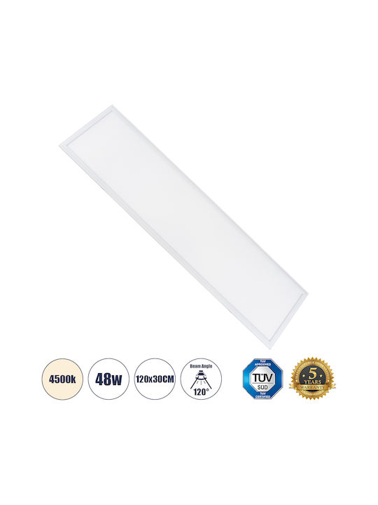 GloboStar Παραλληλόγραμμο Χωνευτό LED Panel 48W με Φυσικό Λευκό Φως 4500K 120x30εκ.