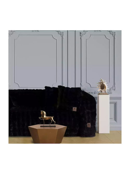 Greenwich Polo Club 3938 Dreisitzer-Sofa Wurf Pelzartig 180x300cm Schwarz