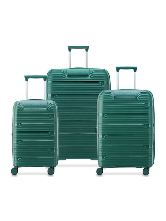 Securitech by Delsey Dune Hard Suitcases Green Max Height 76cm with 4 Wheels Set of 3
