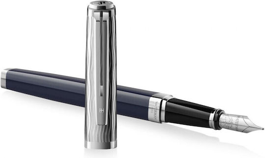 Waterman Exception Deluxe Πένα Γραφής Stub 1.1mm Μπλε από Ορείχαλκο με Μπλε Μελάνι