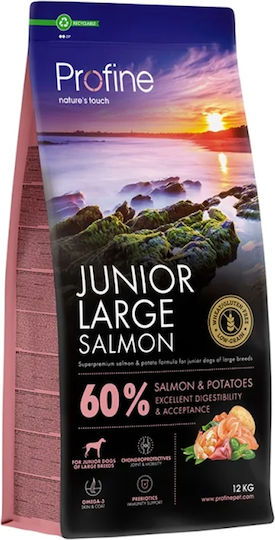 Profine Junior 12kg Dry Food with Few Grains for Large Breed Puppies with Salmon, Potatoes and Vegetables