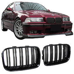 Prasco 242543 BMW 3 E36 1990-1996 Heart Mask M4 Look Double Grille Glossy Black 2 Pieces