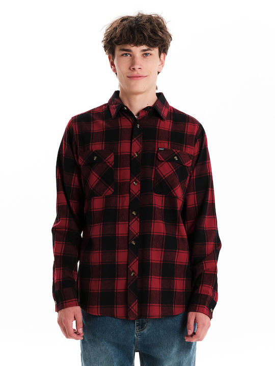 Basehit Long-sleeved Flannel Shirt Checked Black