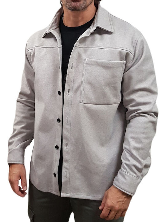 Μακρυμάνικo Overshirt σε Κανονική Γραμμή Γκρι