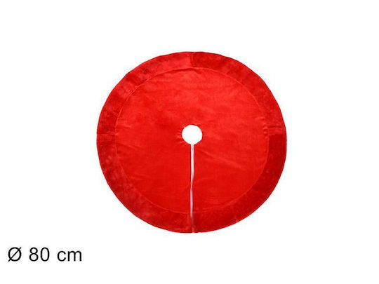 Weihnachtsbaumrock Stoff Rot mit Pelztextur Ψάθινη Φ80εκ.