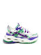 Chunky Sneakers Silver / Green / Purple