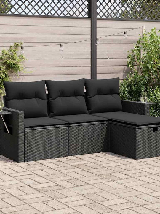 Ecksofa Außenbereich Rattan mit Truhe und Kisse...
