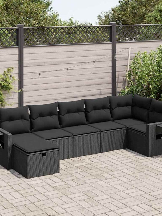 Γωνιακός Καναπές Εξωτερικού Χώρου Rattan με Μπα...