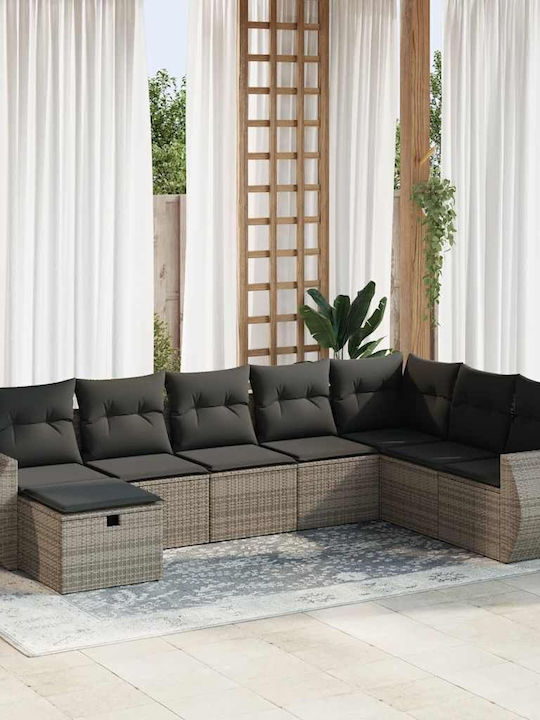 Γωνιακός Καναπές Εξωτερικού Χώρου Rattan με Μπα...