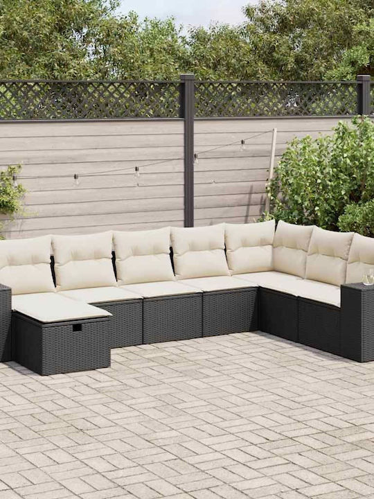 Γωνιακός Καναπές Εξωτερικού Χώρου Rattan με Μπα...