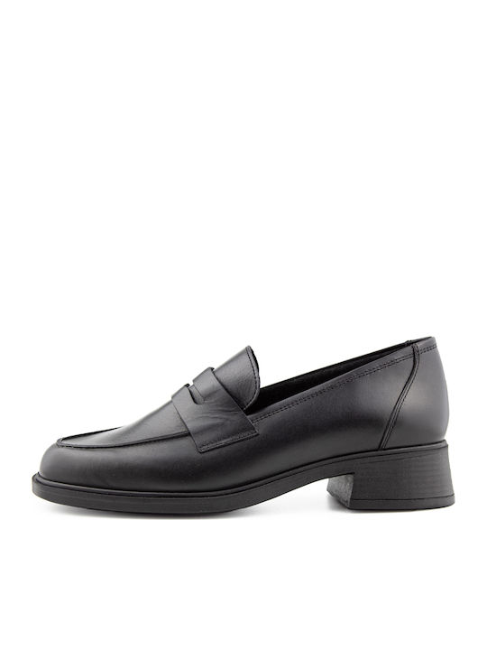 Leather Women's Moccasins in Black Color