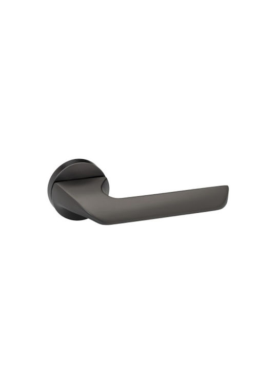 Roline Lever Front Door with Rosette Left Grey Satin