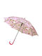 CyP Brands Kinder Regenschirm Gebogener Handgriff Rosa mit Durchmesser 48cm.