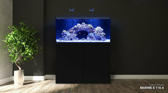 Waterbox Aquariums Marine X 90.3 Fish Aquarium with Base Cabinet, Filter and Black