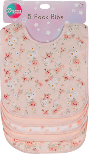 Dreams by Joyce Wasserdicht Lätzchen Kunststoff mit Bügelverschluss und Schlaufe Pink 5Stück