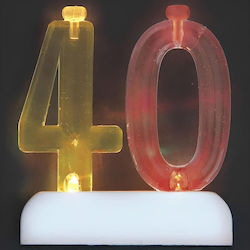 Number 40 Candle Base Flashes Changes 4 Candles