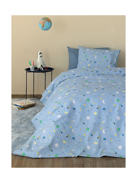 Palamaiki Bettwäsche-Set Einzel Baumwolle PP100 Hellblau 170x265cm 3Stück