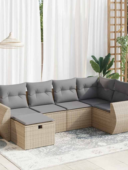 Γωνιακός Καναπές Εξωτερικού Χώρου Rattan με Μπα...