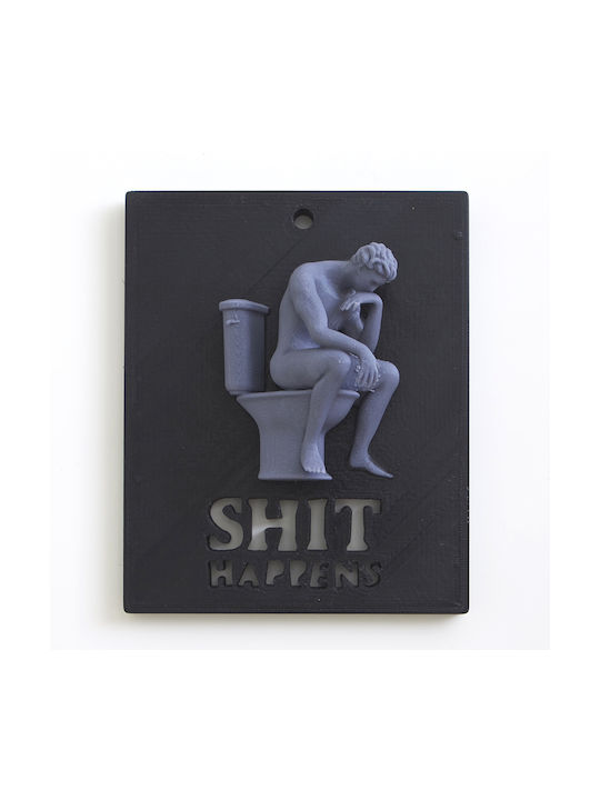 3D Art Shop 3D Декоративна Табела Shit Happens Ръчно Изработена Черна От Пластмаса 15x5x15см
