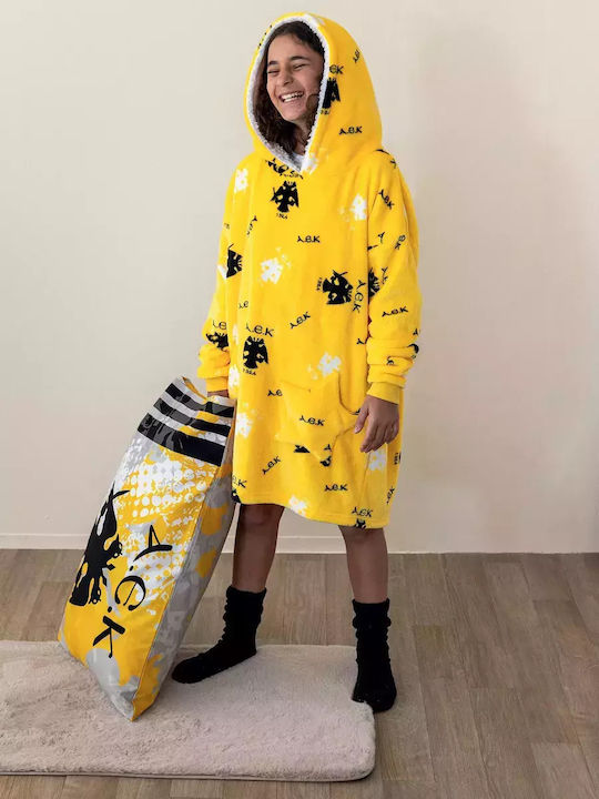 Palamaiki Kinder Einteiliger Schlafanzug Winterlich Fleece Gelb Cositos Aek