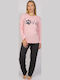 Cherry Underwear Winter Damen Pyjama-Set Pink
