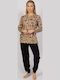Cherry Underwear Set Pijamale pentru Femei Brown