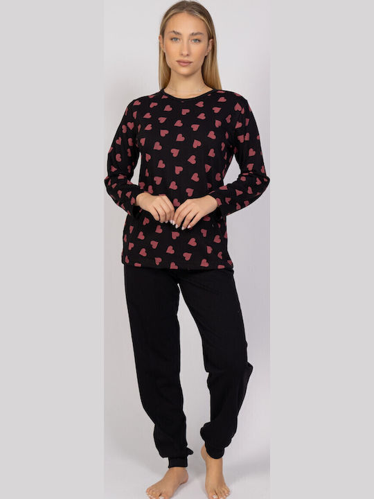 Cherry Underwear Winter Damen Pyjama-Set Black