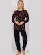 Cherry Underwear Winter Damen Pyjama-Set Black