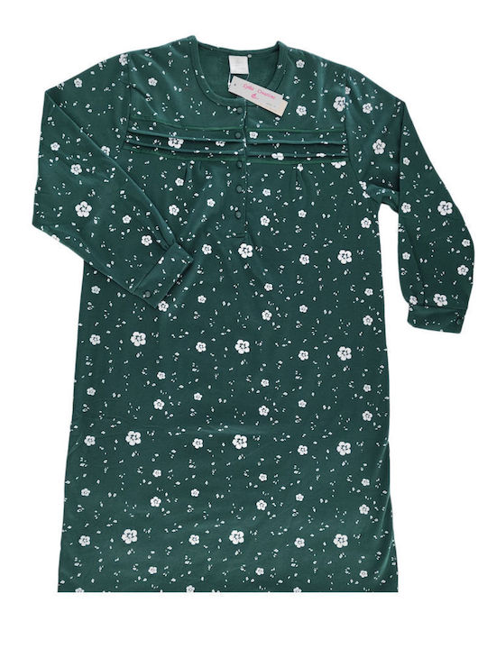 Lydia Creations Winter Damen Nachthemd Cypress Green