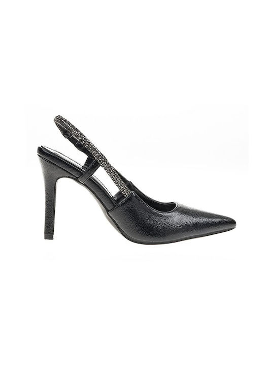 Verde Synthetic Leather Black Heels