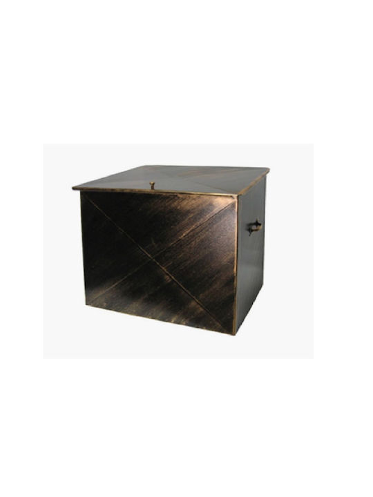 GTMED Metallic Box Wood Storage 63x54x44cm Silver