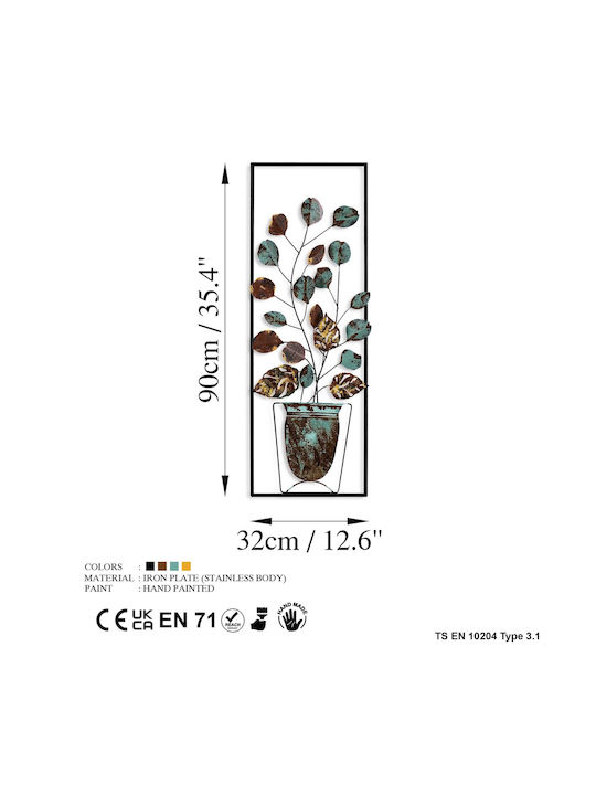Wallity Wall Decor Alder Brown Made of Metal 90x4x32cm