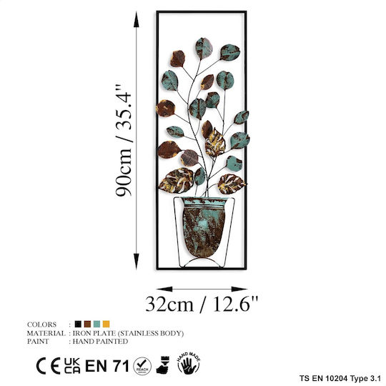 Wallity Διακοσμητικό Τοίχου από Μέταλλο Alder 90x4x32cm Wallity Διακοσμητικό Τοίχου από Μέταλλο Alder 90x4x32cm