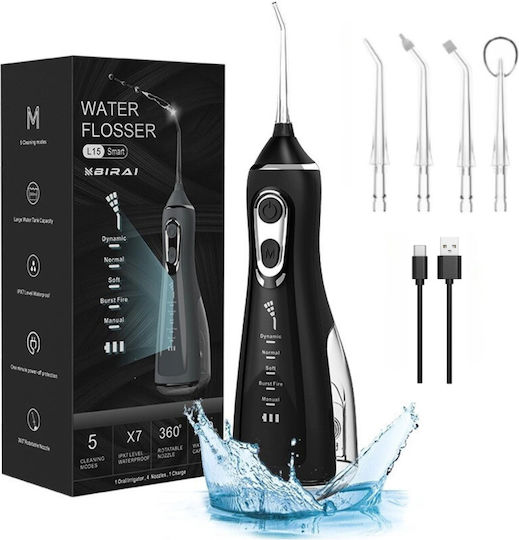 Irigator Oral Profesional Fără Fir Birai Aparat de Curățare Dentară cu Apă Portabil L15 Inteligent Eficient 5 Programe de Lucru 1800 Pulsuri Min IPX7 Rezistent la Apă Rotire 360 de Grade 4 Capete