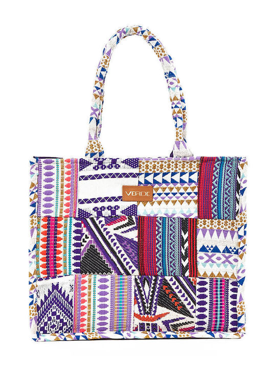 Verde Verde Stoff Strandtasche Lila