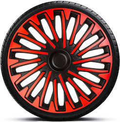 15" Rot-schwarzes Radkappenset Schwarzer Ring Soho 15" Rot-schwarzes Radkappenset Schwarzer Ring Soho
