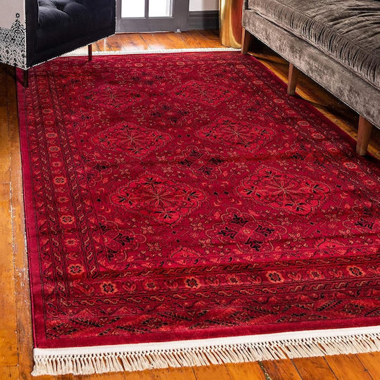 Saray Home Bokhara Wohnzimmer Teppich Rechteckig mit Fransen Bordeaux 275x365cm
