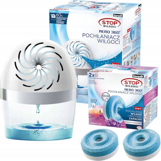 Weißer Kanister Ceresit Aero 360+ 2x Ceresit Kanister Tablette 450g Lavendel