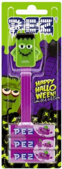 Pez Ластици за смучене Ластици за смучене Dispenser - Halloween: Monster Mascor Franky 1бр