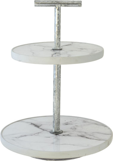Zen Collection Μεταλλική Εταζέρα 2 Ορόφων Λευκή Ø25xY33cm Π25xΜ25xΥ33cm