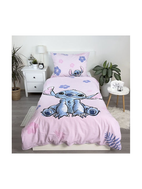 Conținut set Husă de pilotă pentru copii Single cu față de pernă Bumbac Roz 140x200cm