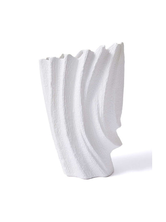 Aberto Design Dekorative Bodenvase Aus Keramik Weiß 28x20xH48cm