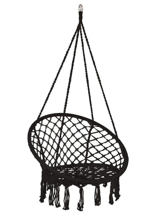 Leagăn suspendat fotoliu cu pernă material textil Negru Rezistență până la 150kg L79xL80xH120cm